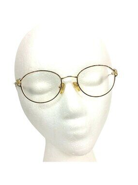 Joan Collins Lace Eyeglasses Frames Round Gold Tortoise Metal 48-19-130